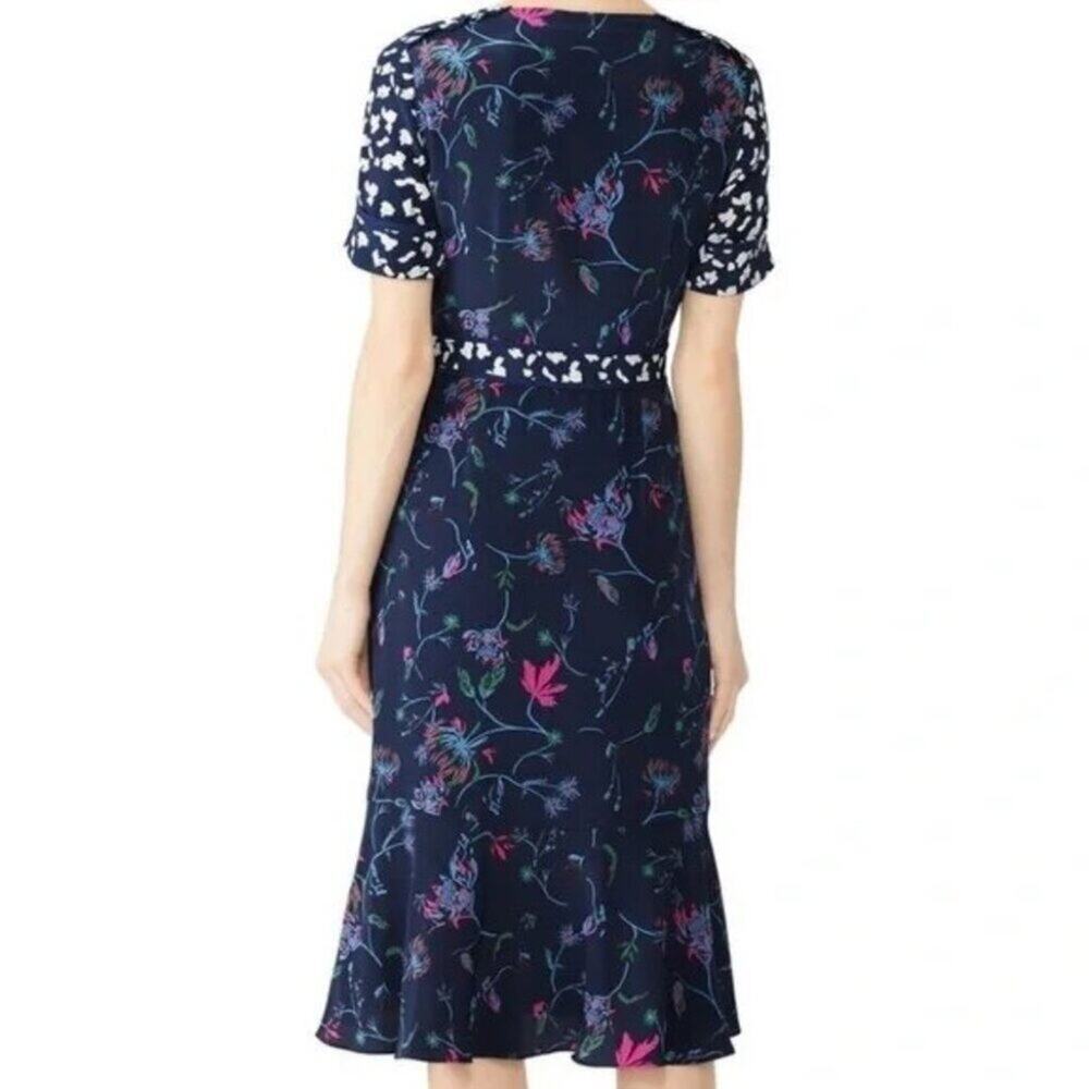 Tanya Taylor Luisa Wrap Dress Blue White Pink Floral Silk 4 - Picture 10 of 10